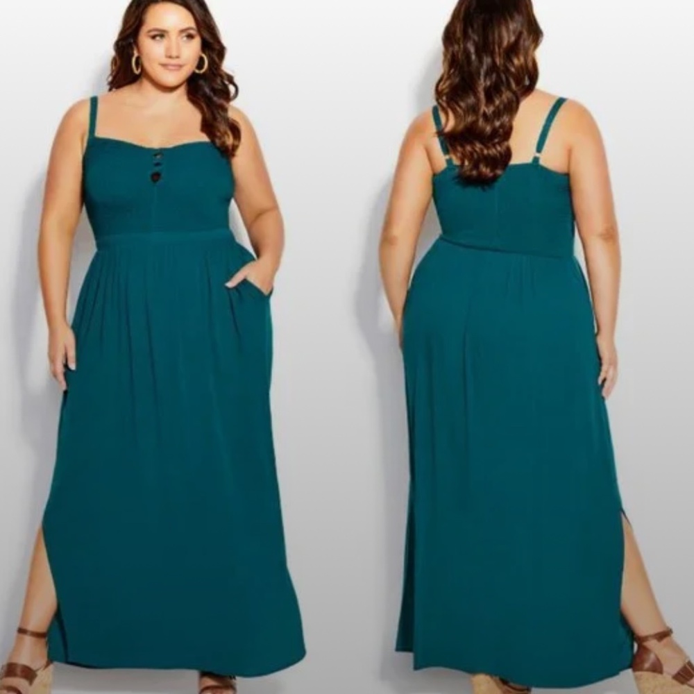 City Chic Teal Riviera Maxi Dress size 18